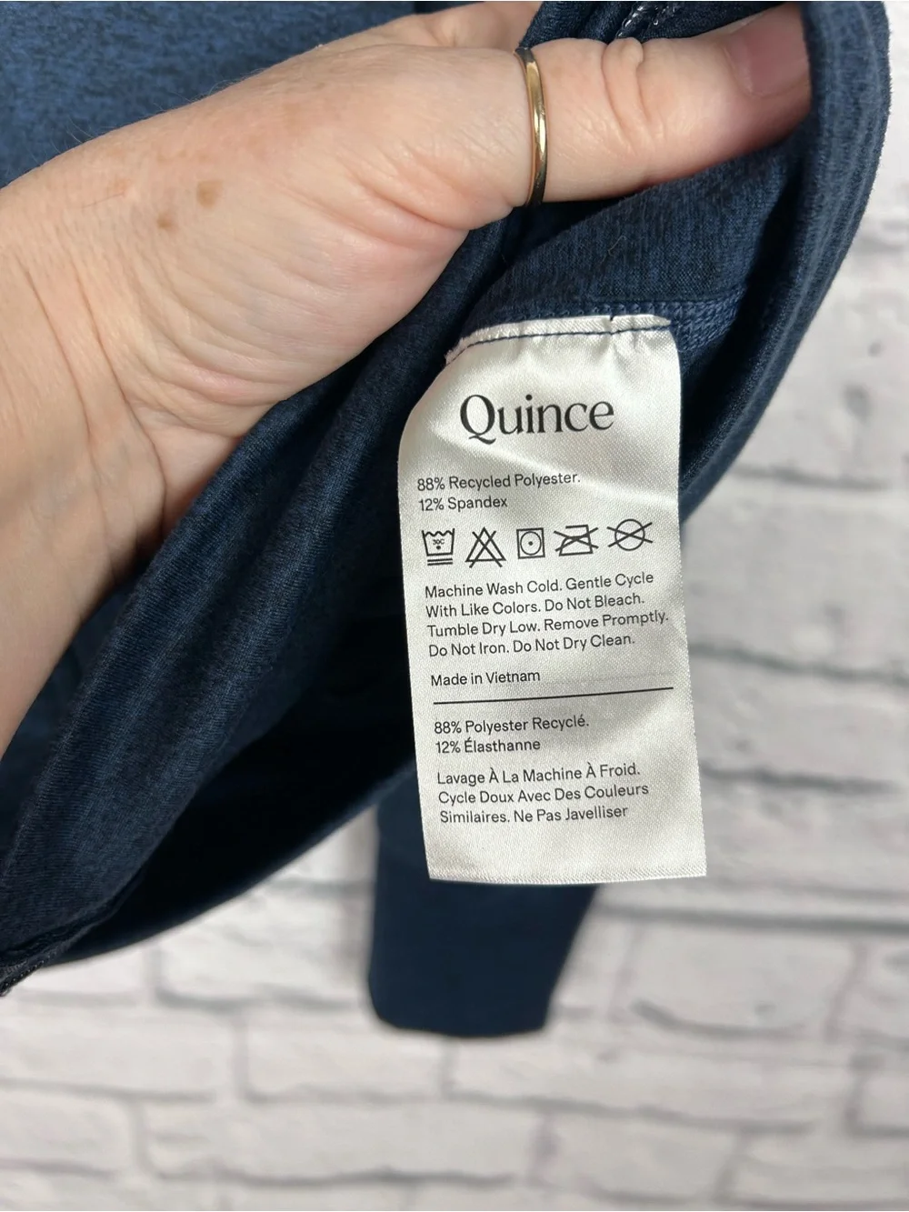 Quince Flowknit Full Zip Hoodie Women’s Large Heather Navy Stretch Athletic